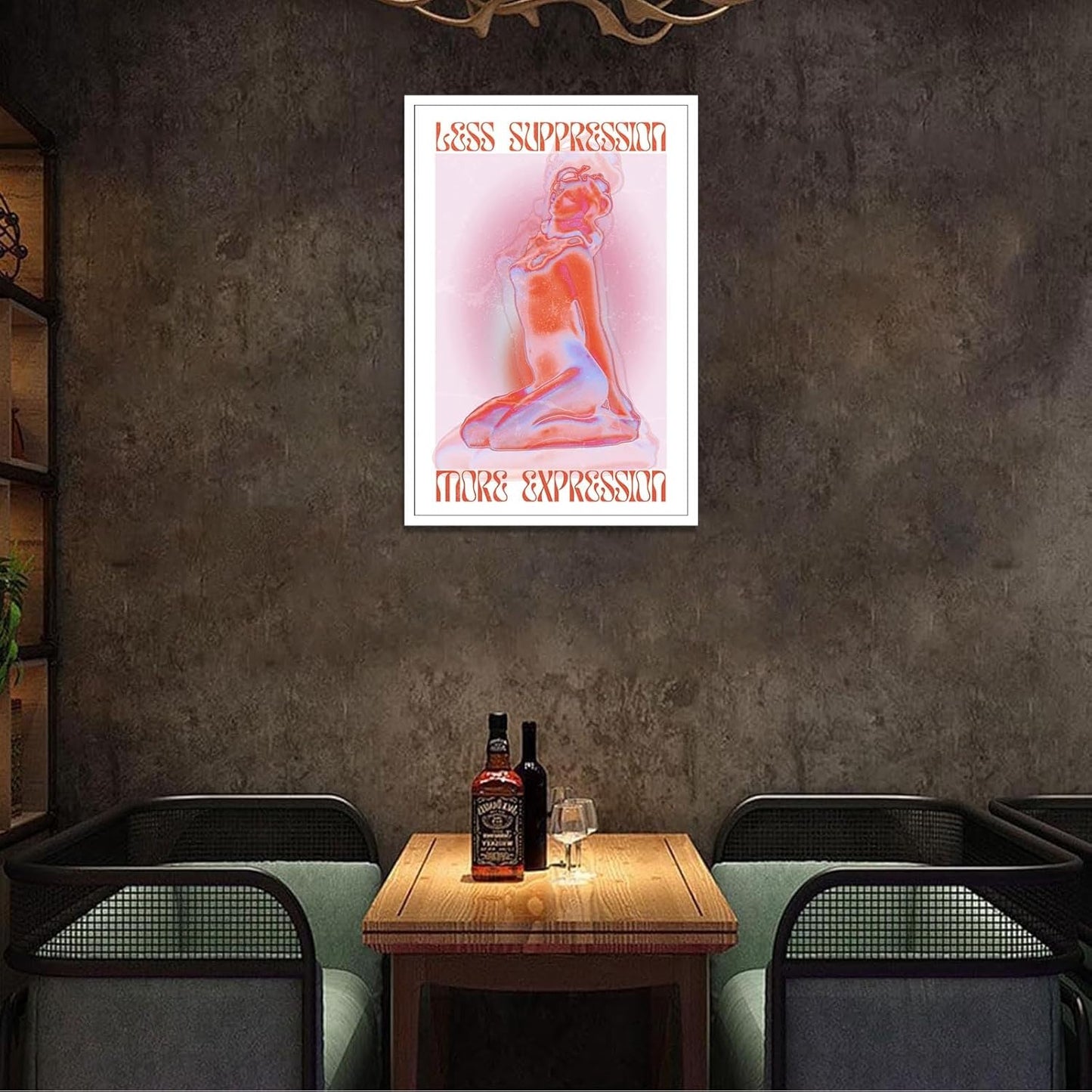 Spiritual Affirmation Art Poster Pink Woman Canvas Wall Art Aesthetic Pictures Sexy Woman Prints Painting Trendy Gradient Aesthetic Wall Decor Living Room Bedroom 16x24in Unframed