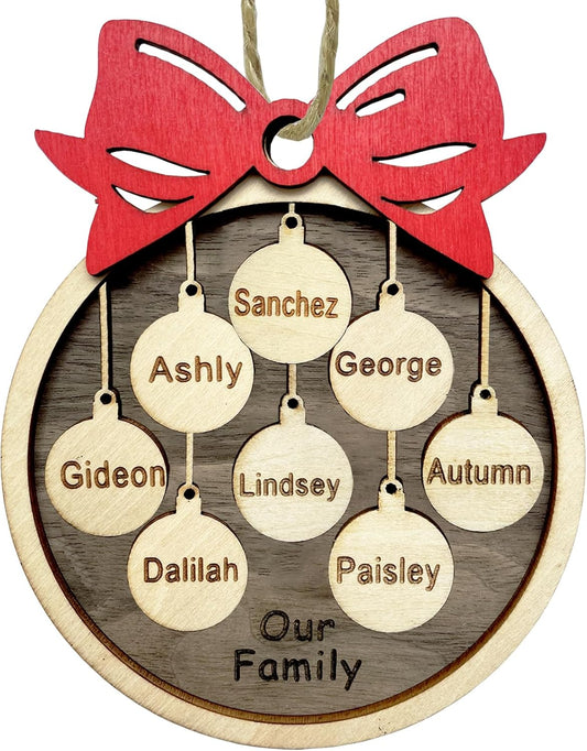 2025 Christmas Ornaments Personalized Christmas Family Name Ornaments,Custom Stocking Wooden Christmas Ornaments Family of 2/3/4/5/6/7/8,Customized Xmas Ornament Tree Deorations,Personalized Gifts