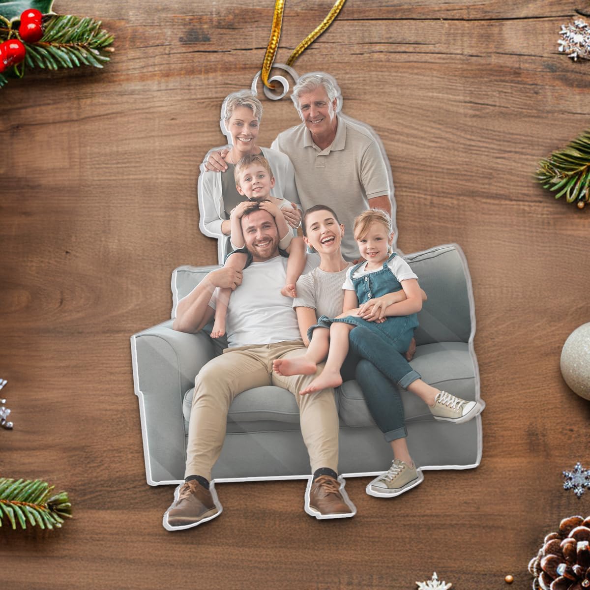 Pawfect House Personalized Christmas Ornament with Picture, Custom Christmas Ornament Gifts for Family, Personalized Photo Gifts for Mom Dad Kid, Funny Ornaments with Family Photo, Xmas Decorations