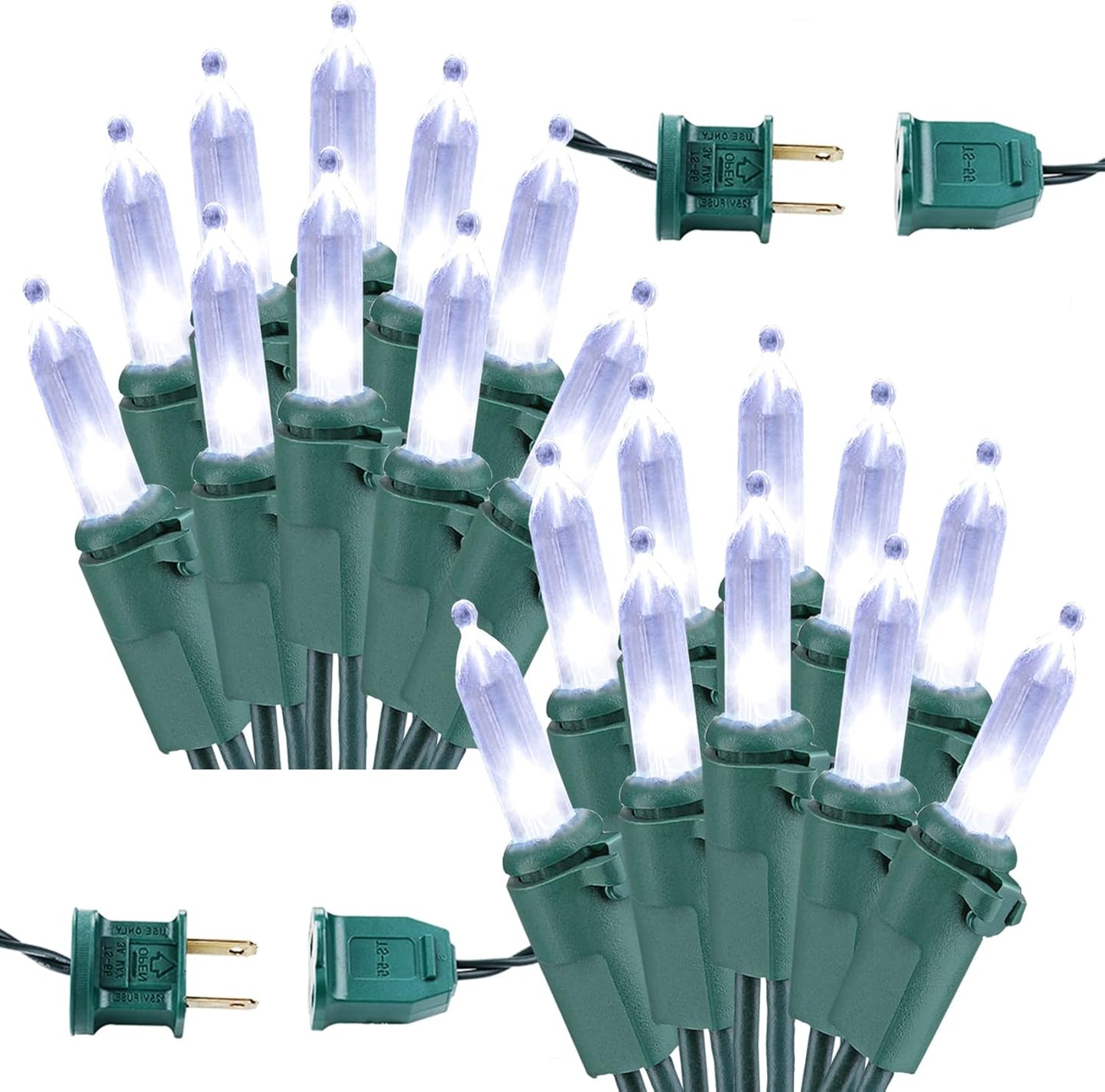 Brizled Christmas Tree Lights, 2 Pack 33ft 100 LED Christmas Lights, 120V UL Certified Connectable Xmas Light Indoor Outdoor, Clear Mini Light for Xmas, Tree, Home, Holiday, Green Wire, Bright White