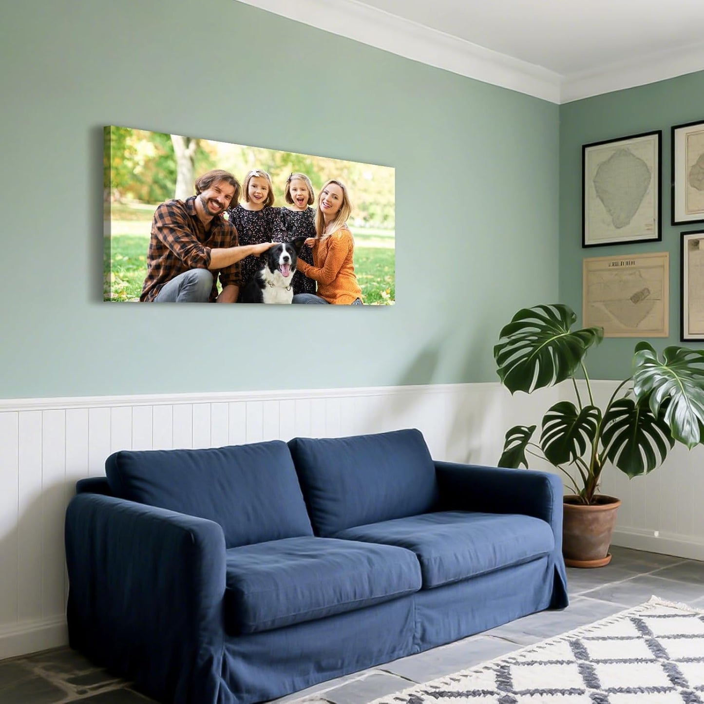 Custom Canvas Prints with Your Photos - Personalized Pictures Print, Customized Photo Gifts, Wall Art Poster Canvas Printing for Wedding, Family, Baby, Pets, Home Office Decor, Wrapped Frame 36x20