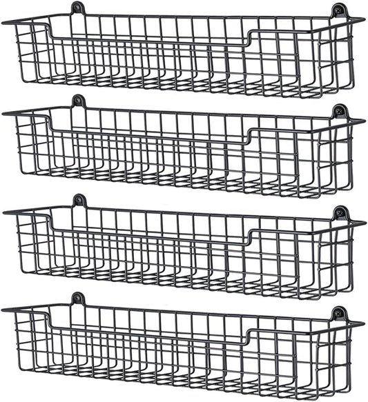 Spice Rack Organizer Wall Mount, Spice Organization Storage Shelf for Cabinet Door, 4 Packs Wall Spice Rack Saving Space for Kitchen, Black