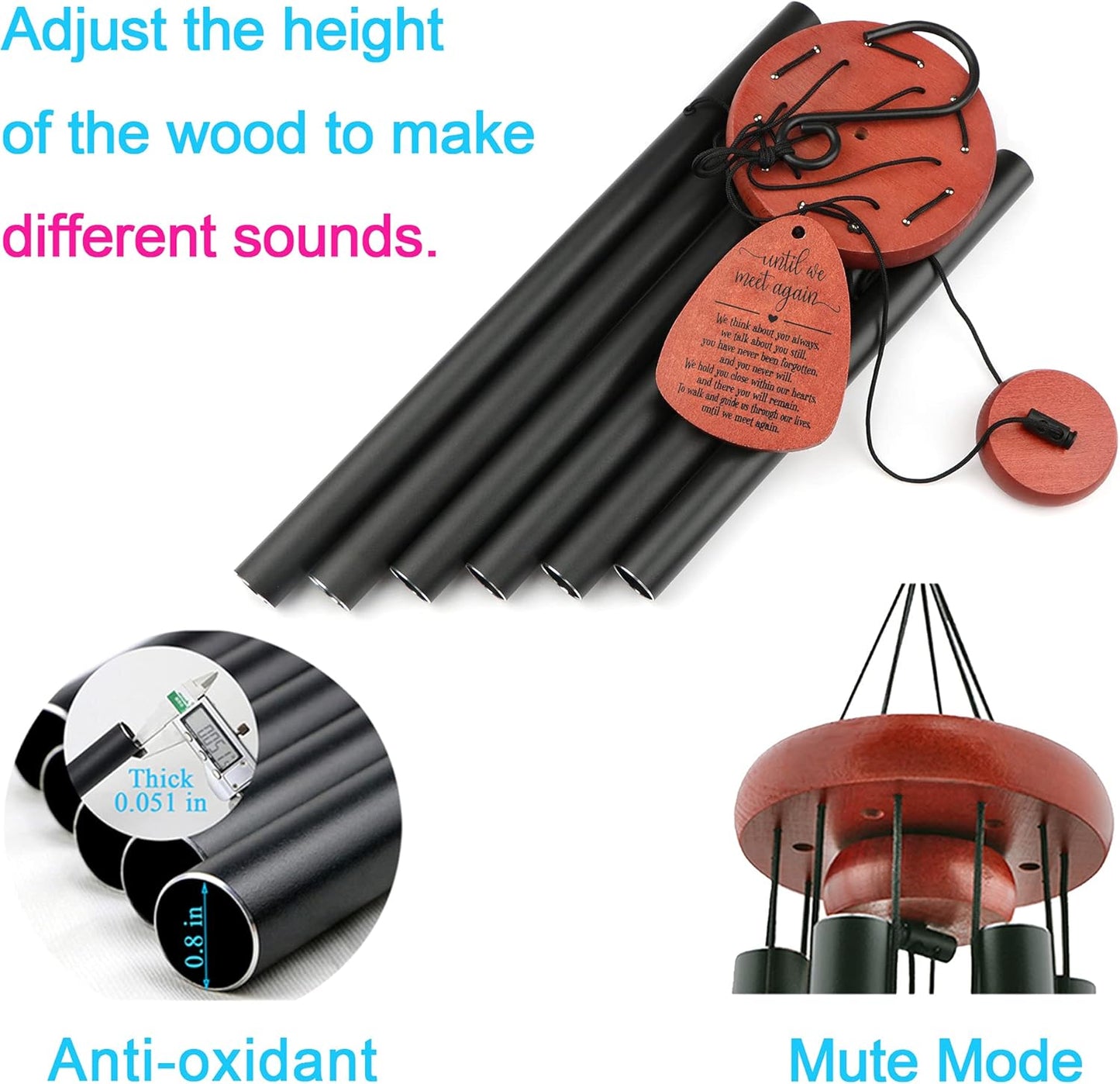 Memgift Memorial Wind Chime for Outside - Sympathy Gift for Loss of Loved One, Outdoor Keepsake in Memory of Family, Weather-Resistant Garden Decor