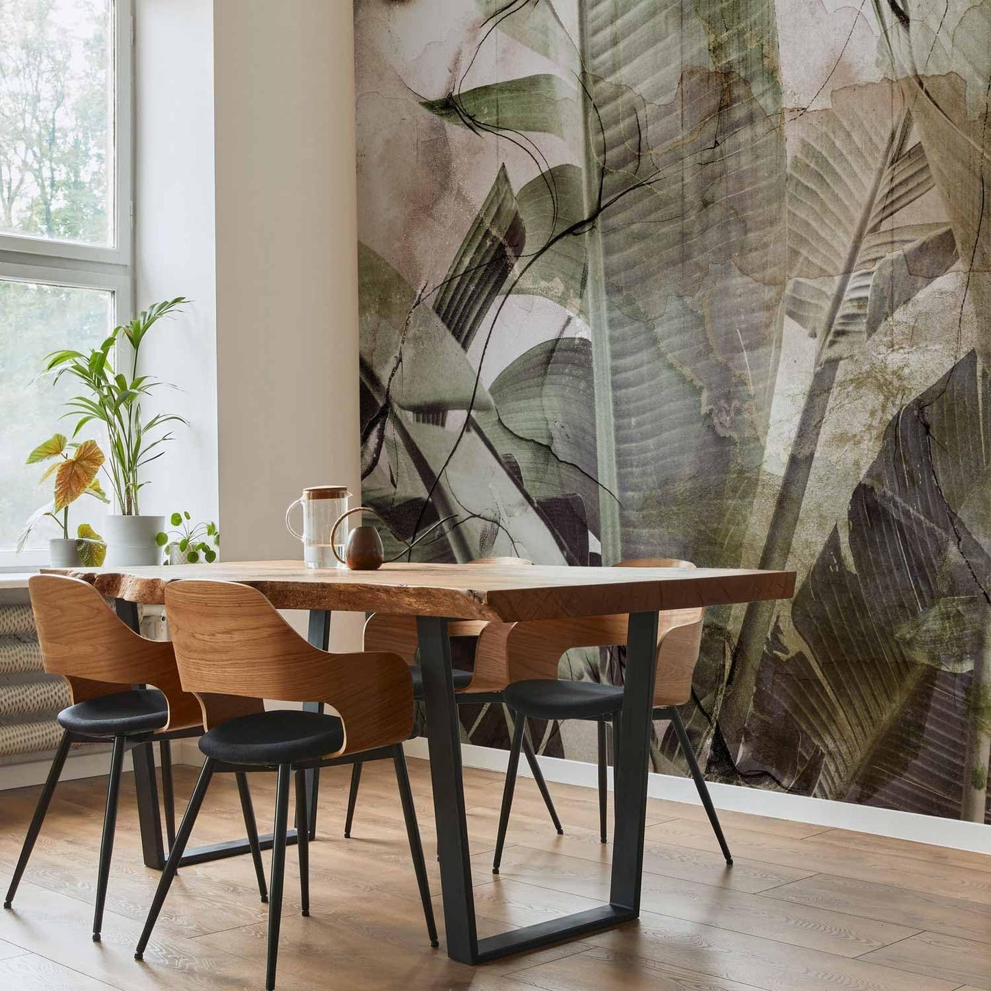 artgeist Wall Mural Tropical Leaves 79x55 in - XXL Non-Woven Wallpaper Fleece Wall Decor Photo Print Picture Image Design Plant Jungle Nature Like Painted b-C-0776-a-a