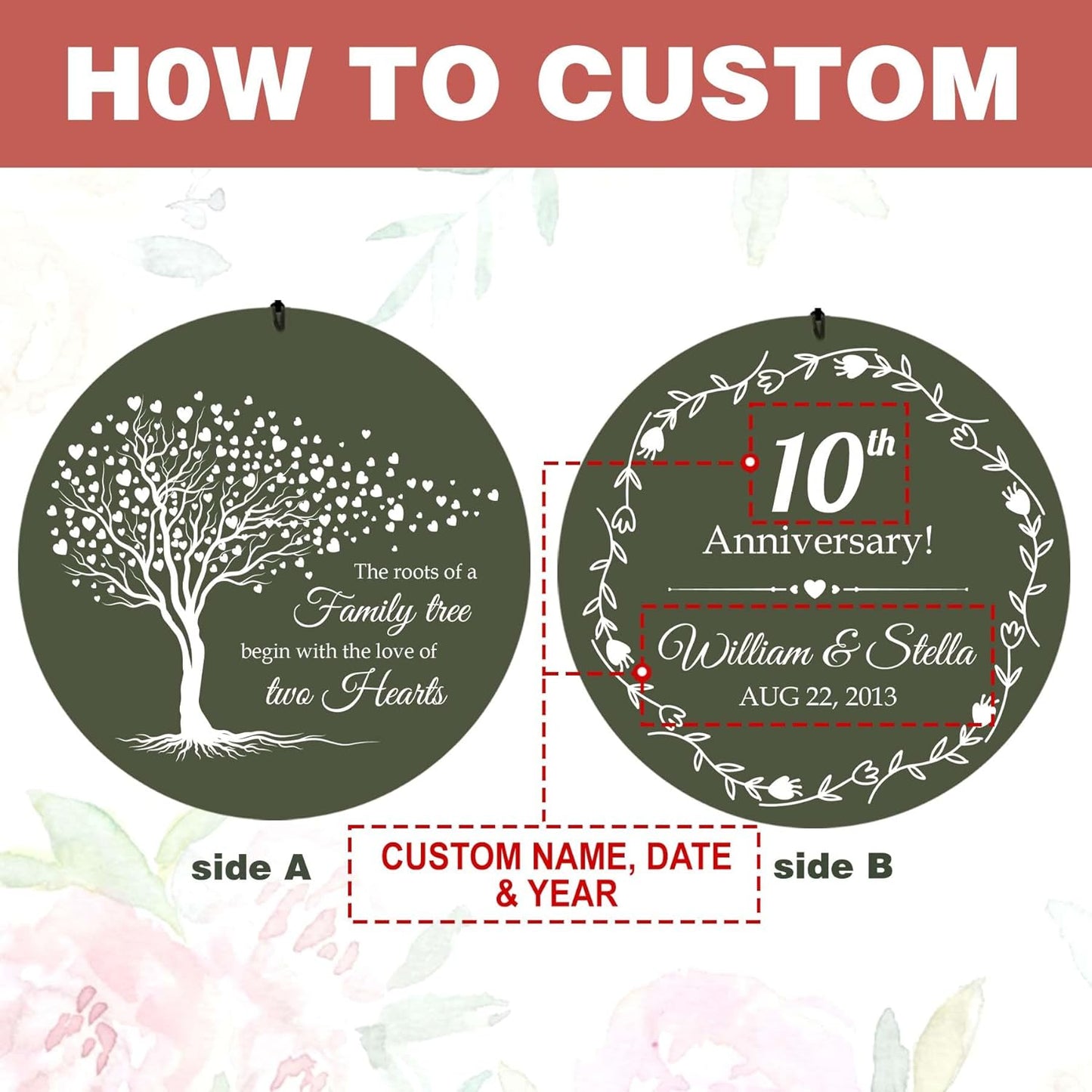 ASTARIN Tree of Life Wind Chimes, Personalized Wind Chimes for 50th Anniversary for Parents Couple, Romantic Idea for Mom Dad Keepsake Gifts