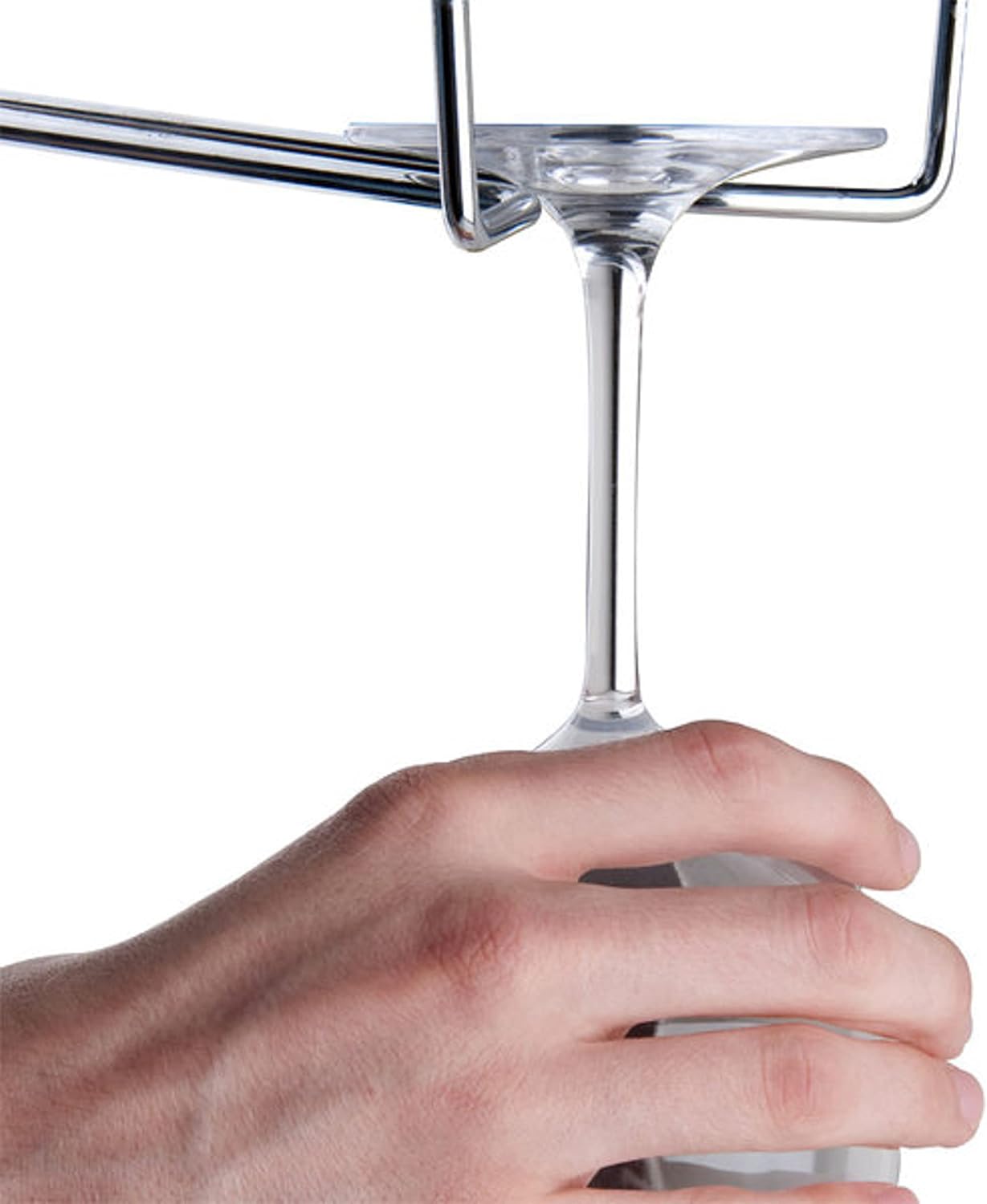 TrueCraftware- 16-Inch Wine Glass Rack Chrome Finish Set of 2- Stemware Rack Wire Hanging Rack Under Cabinet Wine Glass Stemware Holder Glass Storage Hanger Organizer for Kitchen and Bar