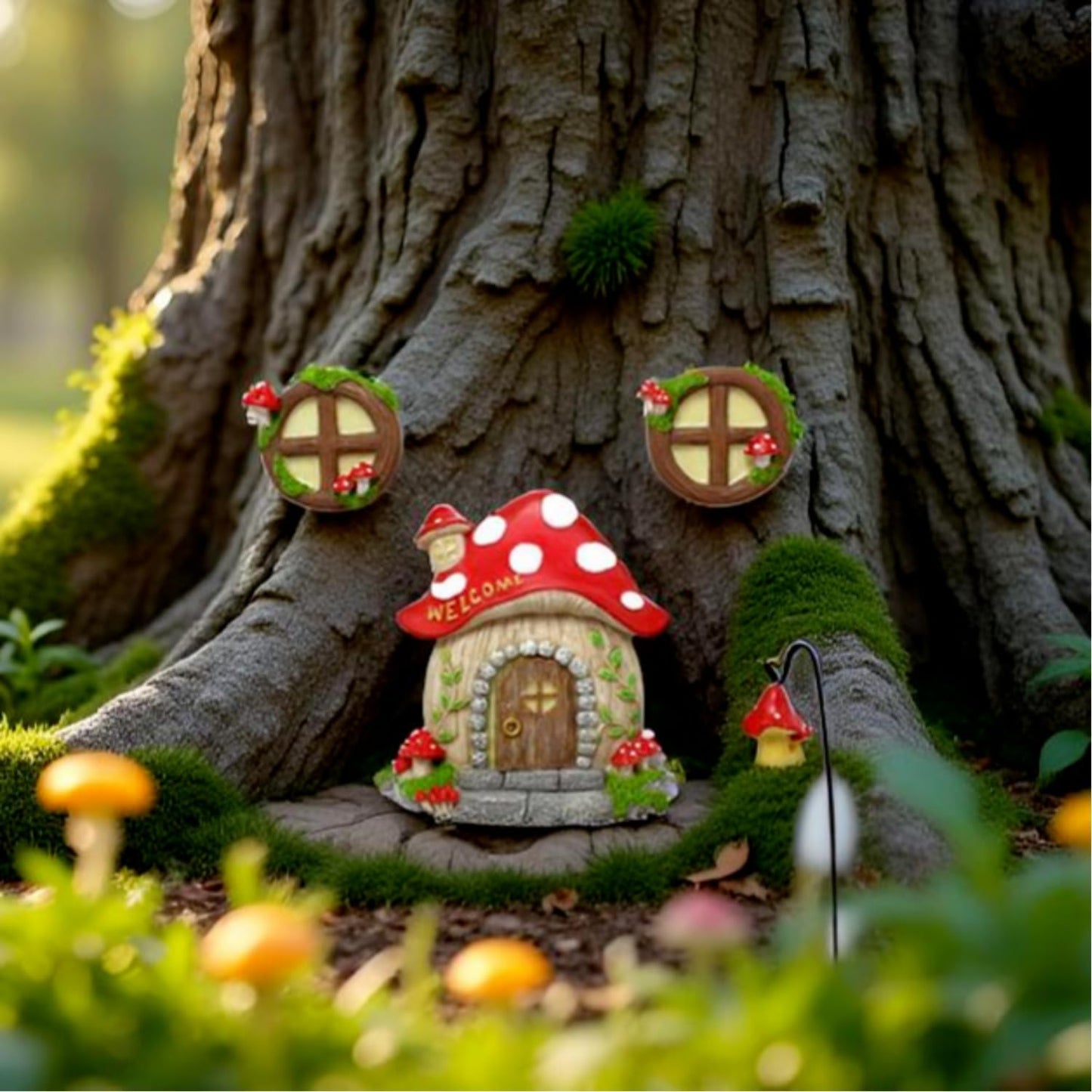Garden Fairy Decor for Outside Wall Tree Decoration Fairy Door and Window Accessories, Butterfly Mushroom Leaves Fairy House Kit, Fairy Garden Decor, Fairy Garden Decor, Fairy Garden Decorations