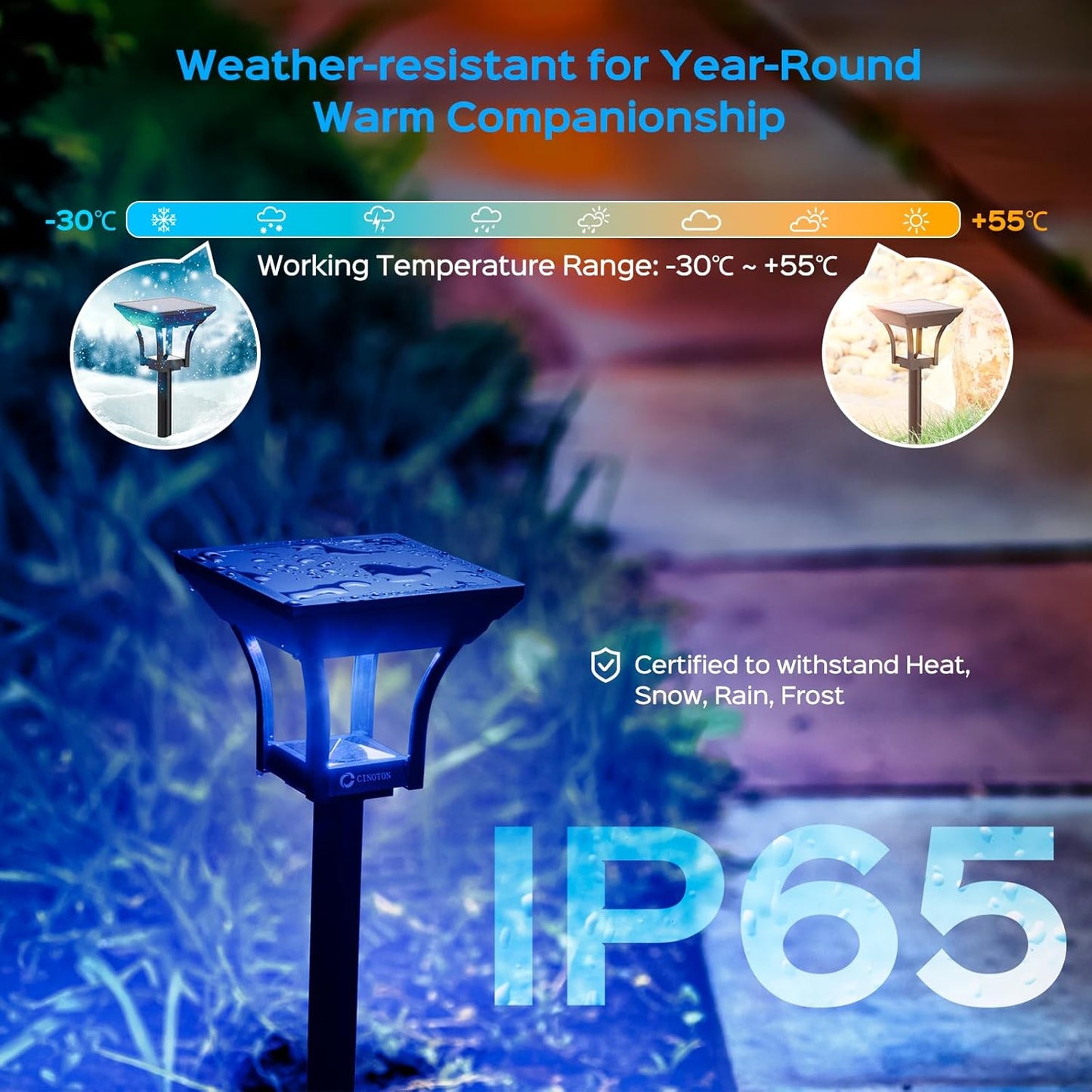 CINOTON RGBW Solar Landscape Pathway Outdoor Lights with 3 Lighting Modes, IP65 Waterproof LED Solar Powered Wall Lights for Garden Yard Lawn Path Driveway Pool Backyard Warm White & Multicolor 4 Pack