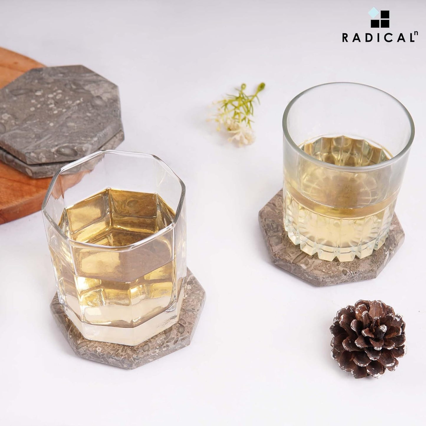 Radicaln Marble Coasters Star 3.5" Inches Oceanic Handmade Elegant Coaster Set of 6 for Drinks, Ideal for Round Table and Farmhouse Décor, Drink Coasters