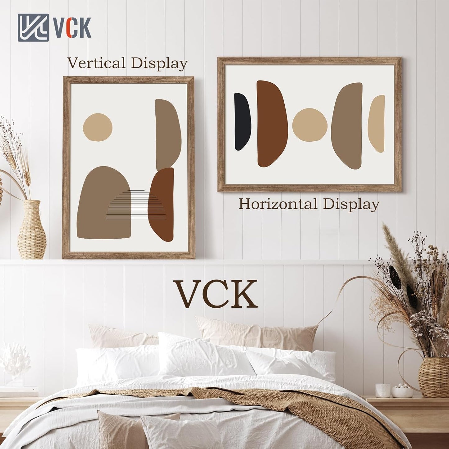 VCK 20x28 Picture Frame 3 Pack - Brown Walnut, Natural Textured Solid Wood Picture Poster Frame, Wall Gallery Frame