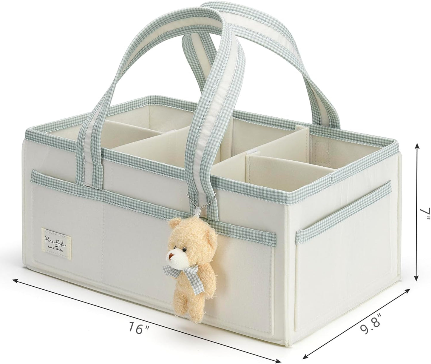 PeraBella XL Diaper Caddy Organizer With Handle, Baby Shower Gifts Basket Bag, Registry Search Must Haves Items, Newborn Girl Boy Nursery Storage Organizer, Baby Bag Essentials, Car Diaper Caddy Cart