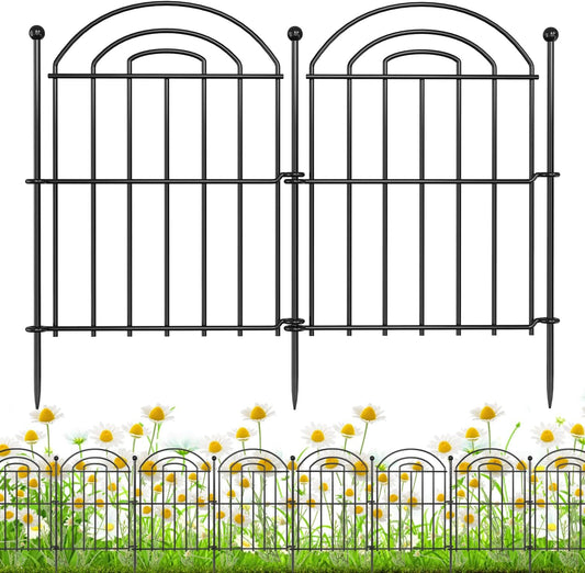 Decorative Garden Fence, 17in(H) x10.8ft Rustproof Metal No Dig Fence Animal Barrier Fence for Dog Rabbit, Wire Border Panel Fencing for Yard Patio Outdoor Decor 10 Pack