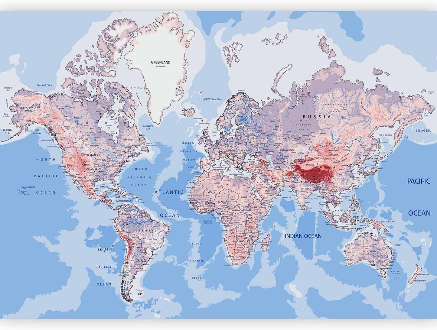 artgeist Wall Mural World Map 118x83 in - XXL Non-Woven Wallpaper Fleece Wall Decor Photo Print Picture Image Design Home Map of The World k-A-0061-a-b