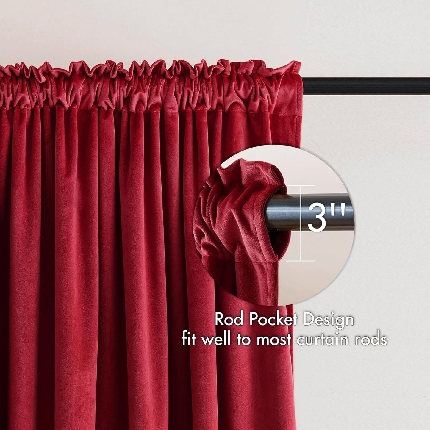 MIULEE Christmas Red Velvet Curtains Thermal Insulated Blackout Curtain Drapes for Bedroom Living Room Darkening 84 Inches Long Curtains Panels Rod Pocket Set of 2