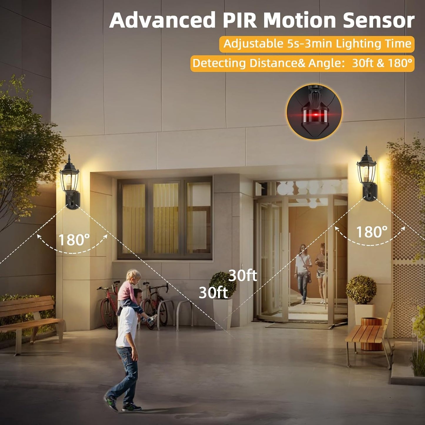 Lamomo Motion Sensor Outdoor Lights, Dusk to Dawn Outdoor Lighting, Exterior Aluminum Waterproof Porch Lights for Patio Front Door Garage（1 Pack