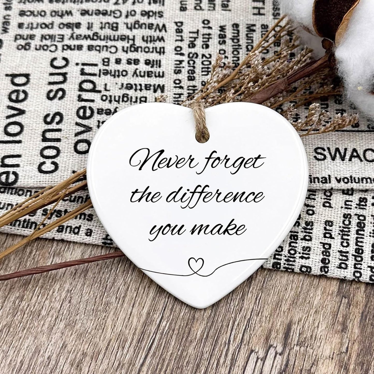 Thank You Gifts for Women Men - Never Forget The Difference You Make Ceramic Ornament Keepsake Appreciation, Retirement Gifts for Women Men, Farewell, Goodbye, Leaving Ideas for Coworker, Boss