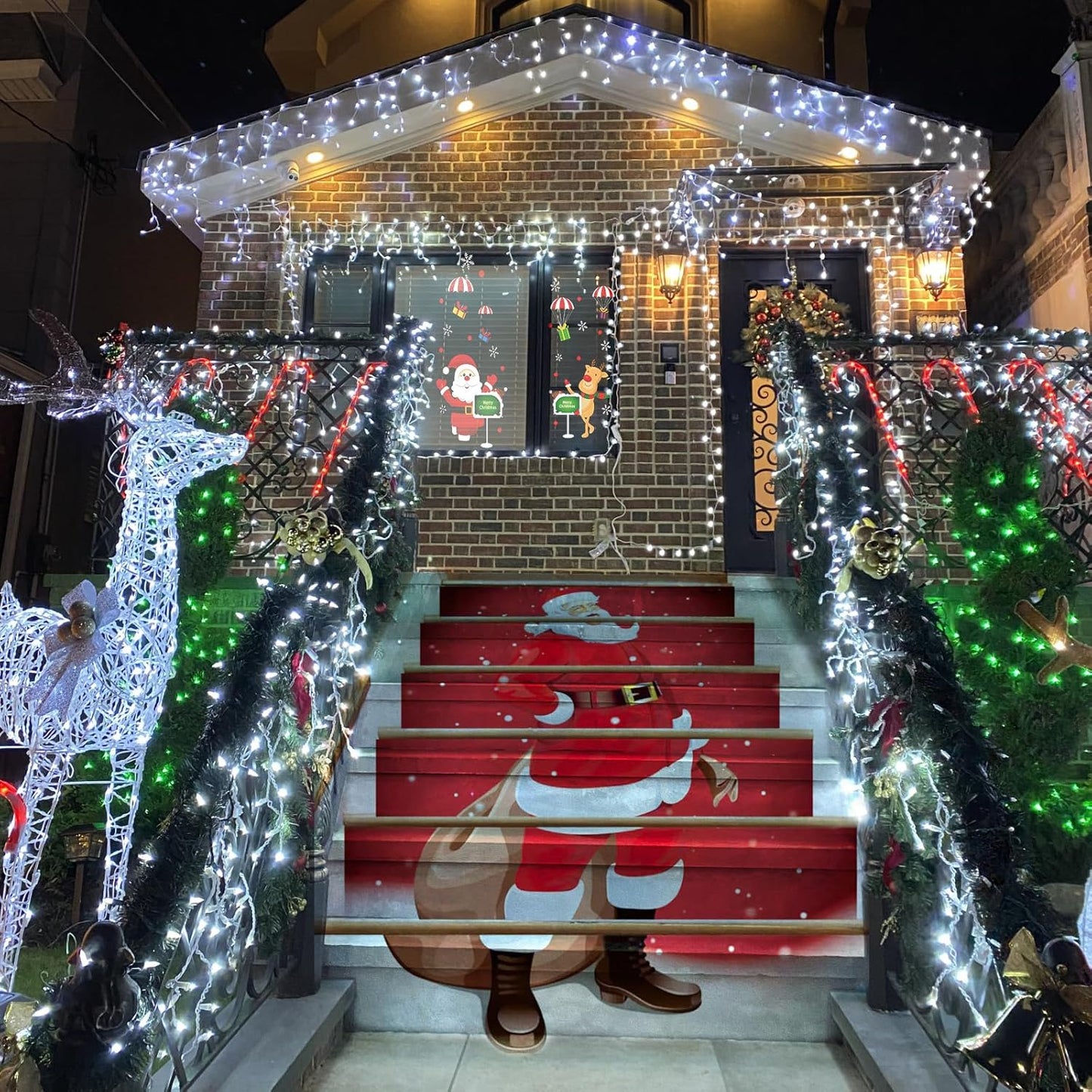 YEGUO 33ft 400 LED Icicle Lights Outdoor, 80 Drops Icicle Christmas Lights Connectable, 8 Modes White Icicle String Lights with Timer Memory Indoor