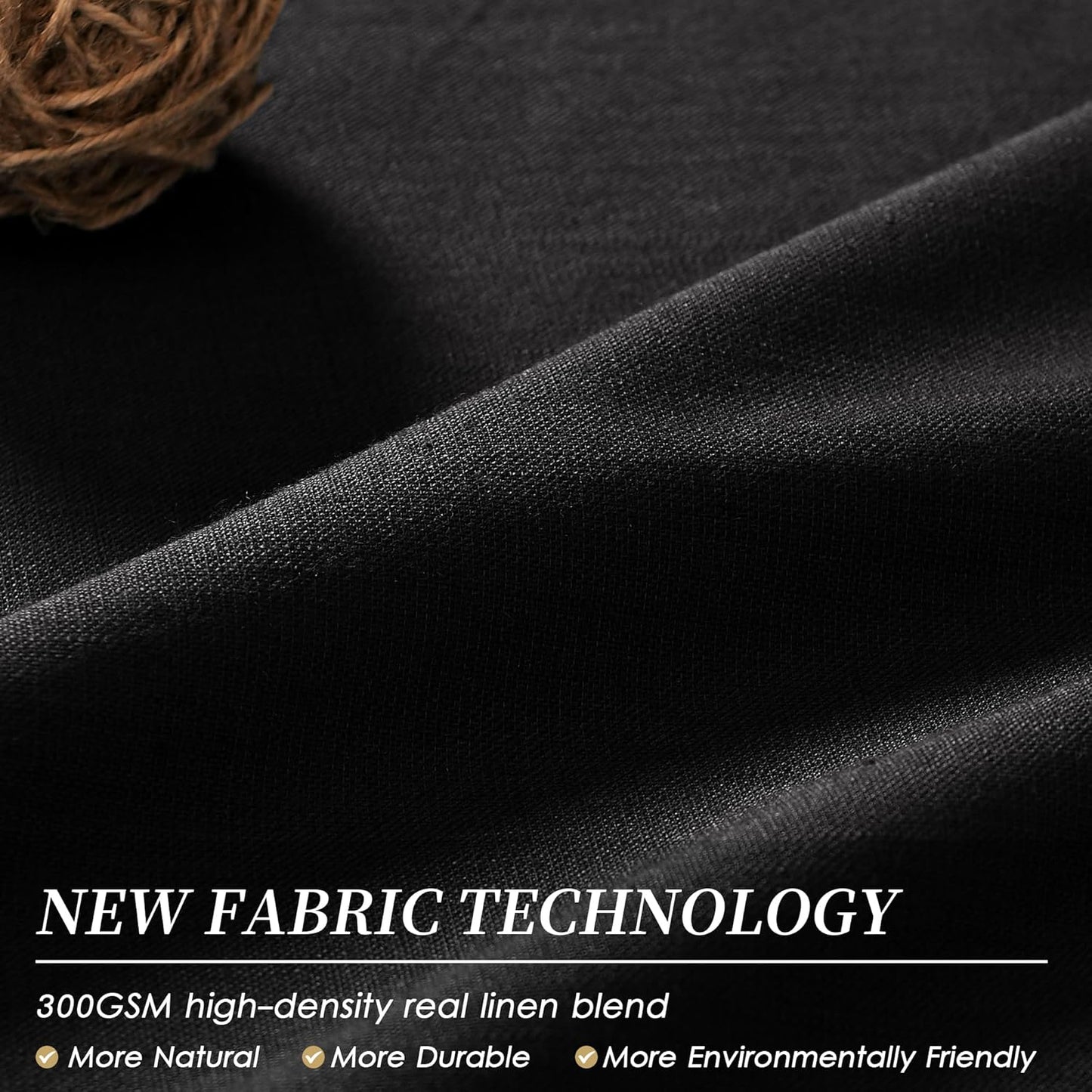 BOODII 100% Blackout Curtains 84 Inch Length 2 Panels Set Black Linen Textured Curtains Thermal Insulated Room Darkening for Bedroom Living Room Drape Sound Proof Curtain for Window Back Tab, 52x84