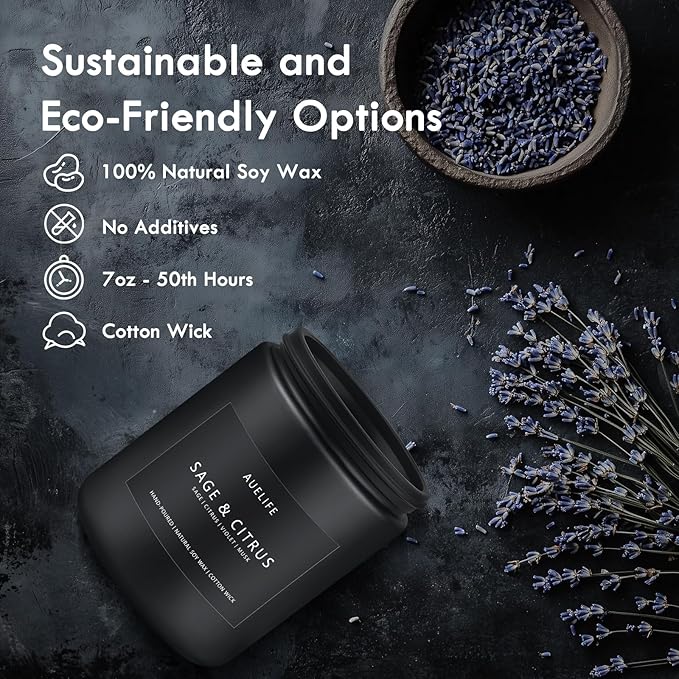 Sage & Citrus Candle | Scented Candle for Home, Aromatherapy Candles - Soy Candles for Home Scented, Gift for Women Men, Home Fragrance Decoration -7oz