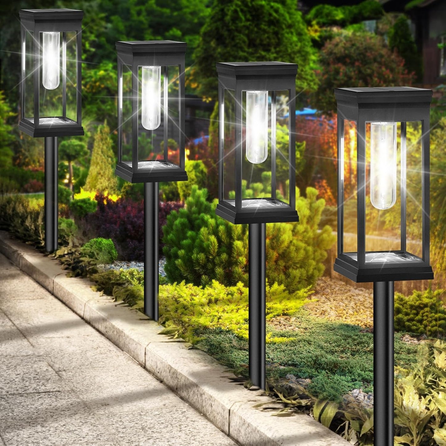 BesLowe 【Upgraded】 Solar Pathway Lights Outdoor, 8-Pack Large LED Solar Light Outdoor Waterproof, Super Bright Outside Lights for Yard, Sun-Powered Landscape Lighting for Garden Walkway, Cool White