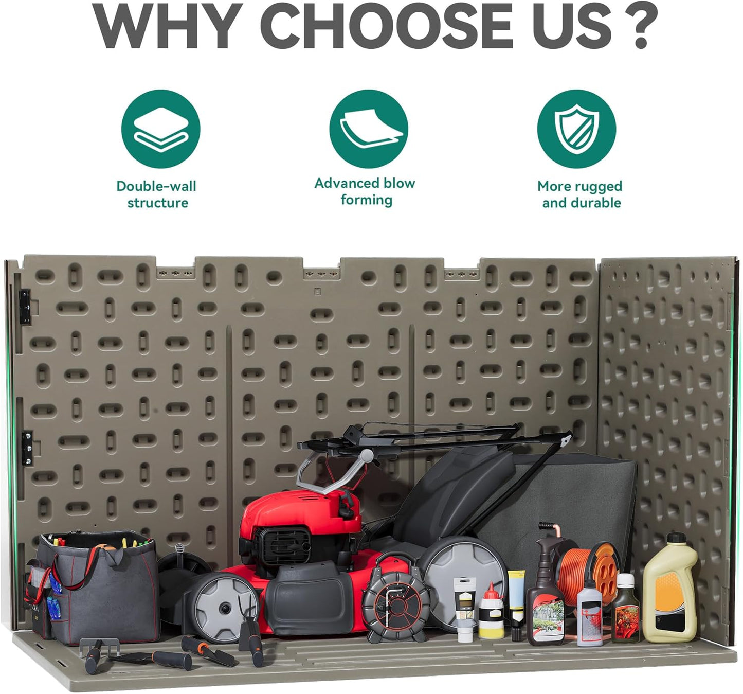 YITAHOME 200 Gallon Extra Large Deck Box, Double-Wall Resin Outdoor Storage Box with Flexible Divider for Patio Cushions Pool Supplies Garden Tools, 990 lbs Load Capacity, Lockable (Light Brown)