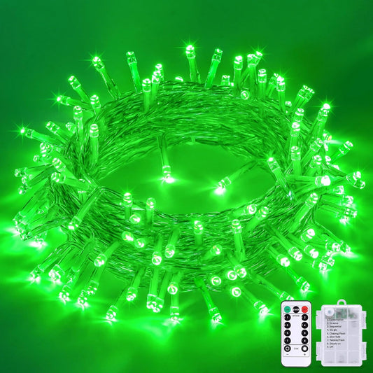 JMEXSUSS 100 LED Green Lights for Halloween Decorations, 33ft Halloween Lights Battery Operated with Remote, Green String Light Indoor Outdoor for Tree House Yard Xmas Decor