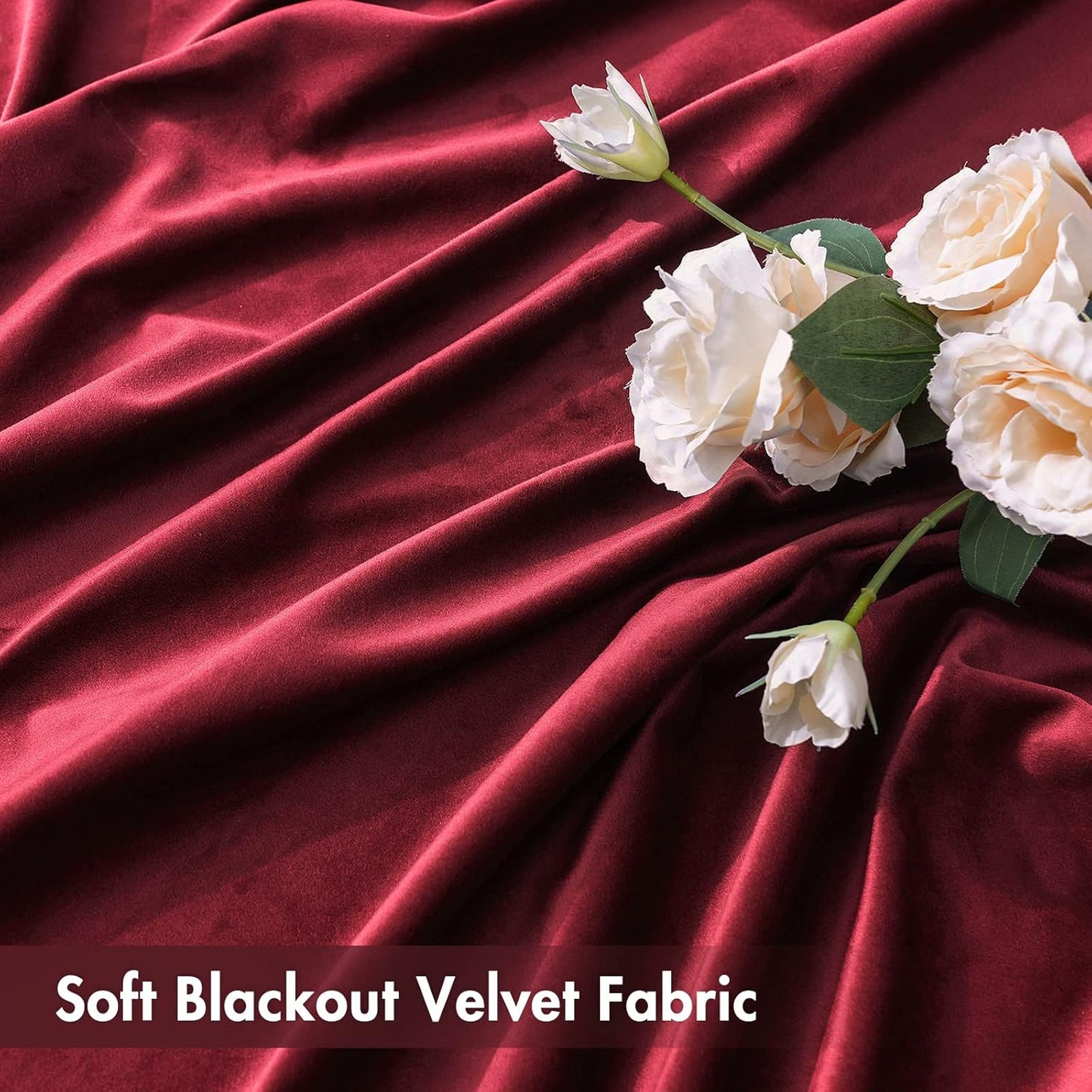 MIULEE Burgundy Velvet Curtains Thermal Insulated Blackout Curtain Christmas Drapes for Bedroom Living Room Darkening 63 Inches Long Curtains Panels Rod Pocket Set of 2