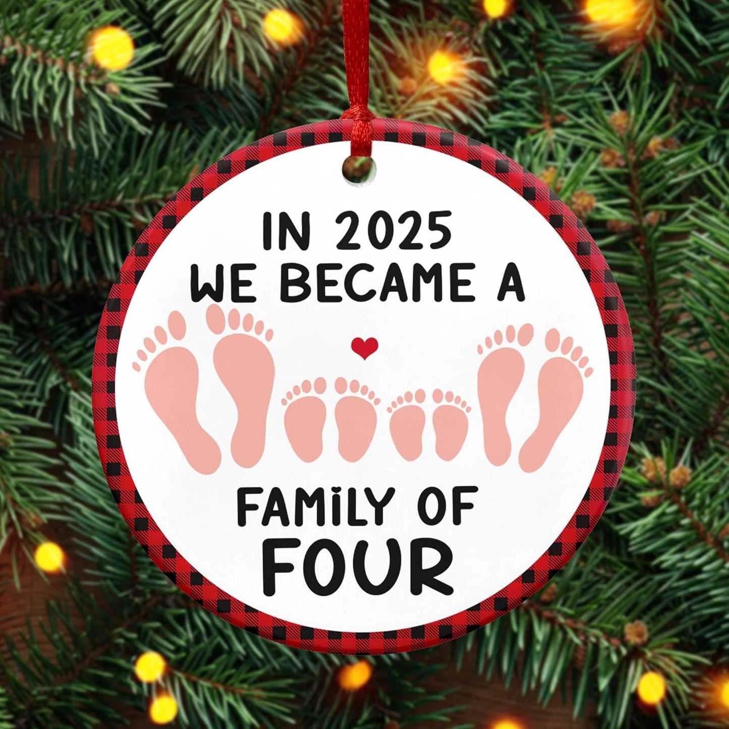 OASSIE Pregnancy Announcement Ornament - Ceramic Christmas Ornaments 2025 for Tree Decorations - Couple Gifts for Parents, New Mom Gifts for Women, New Dad Gift for Second Baby Announcement