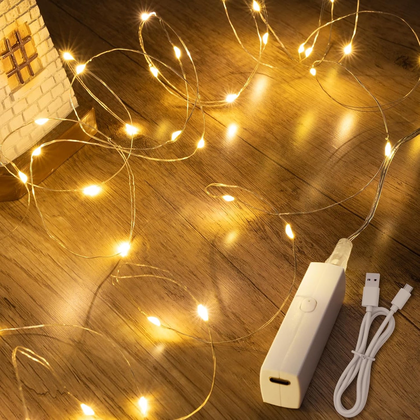 Lakumu LED Fairy Lights Battery Operated, Rechargeable Twinkle Lights with Timer, Mini LED String Lights for Bedroom, Christmas Decorations, Wedding, Vine, Centerpiece Table Decor (5M/16FT Warm White)