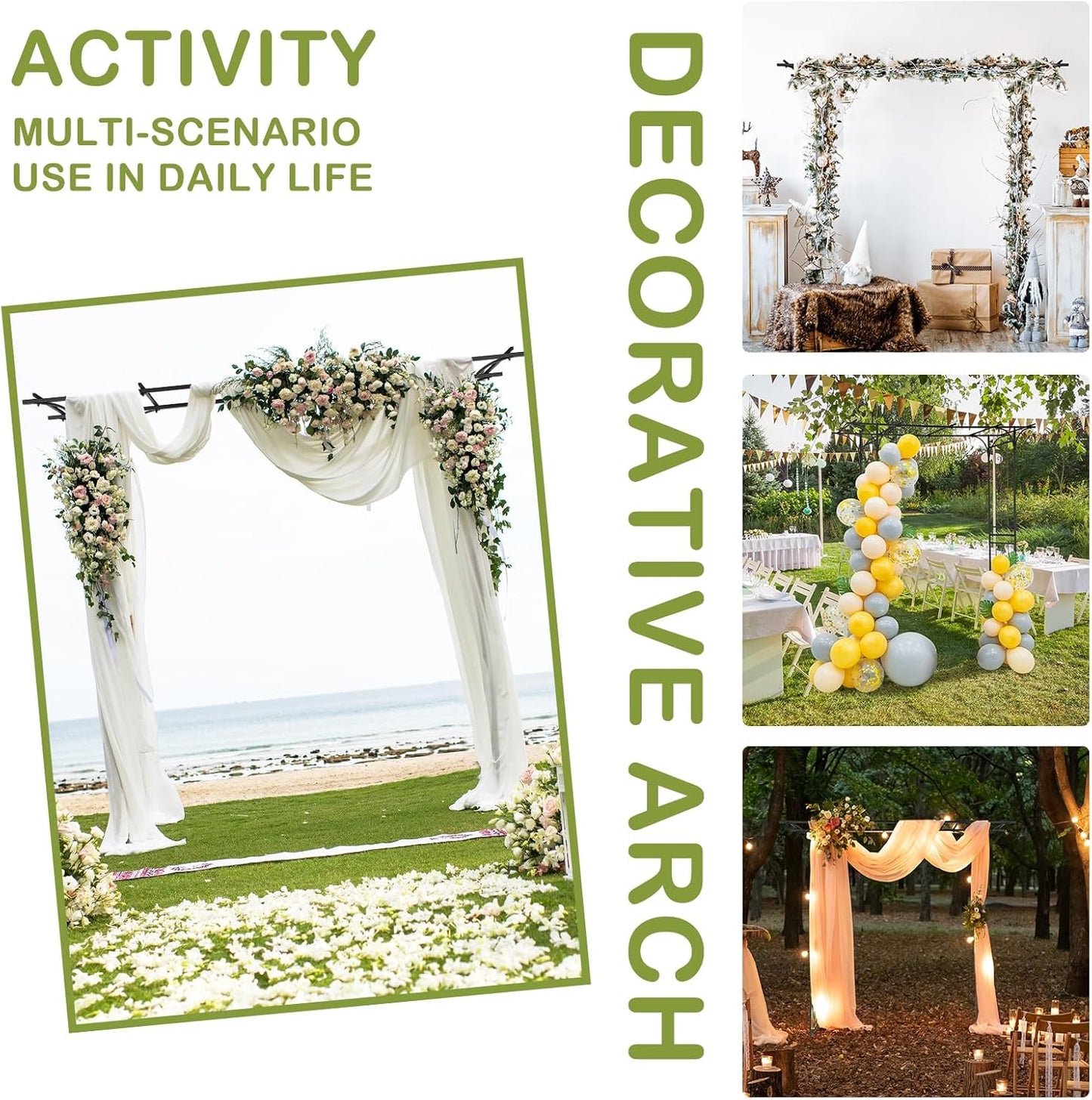 Outvita 7Ft Garden Arch Arbor, Steel Frame Stand Trellis, Arbour Archway for Wedding Ceremony Decoration Plant Climbing Rose Vines Lawn Courtyard Patio Black