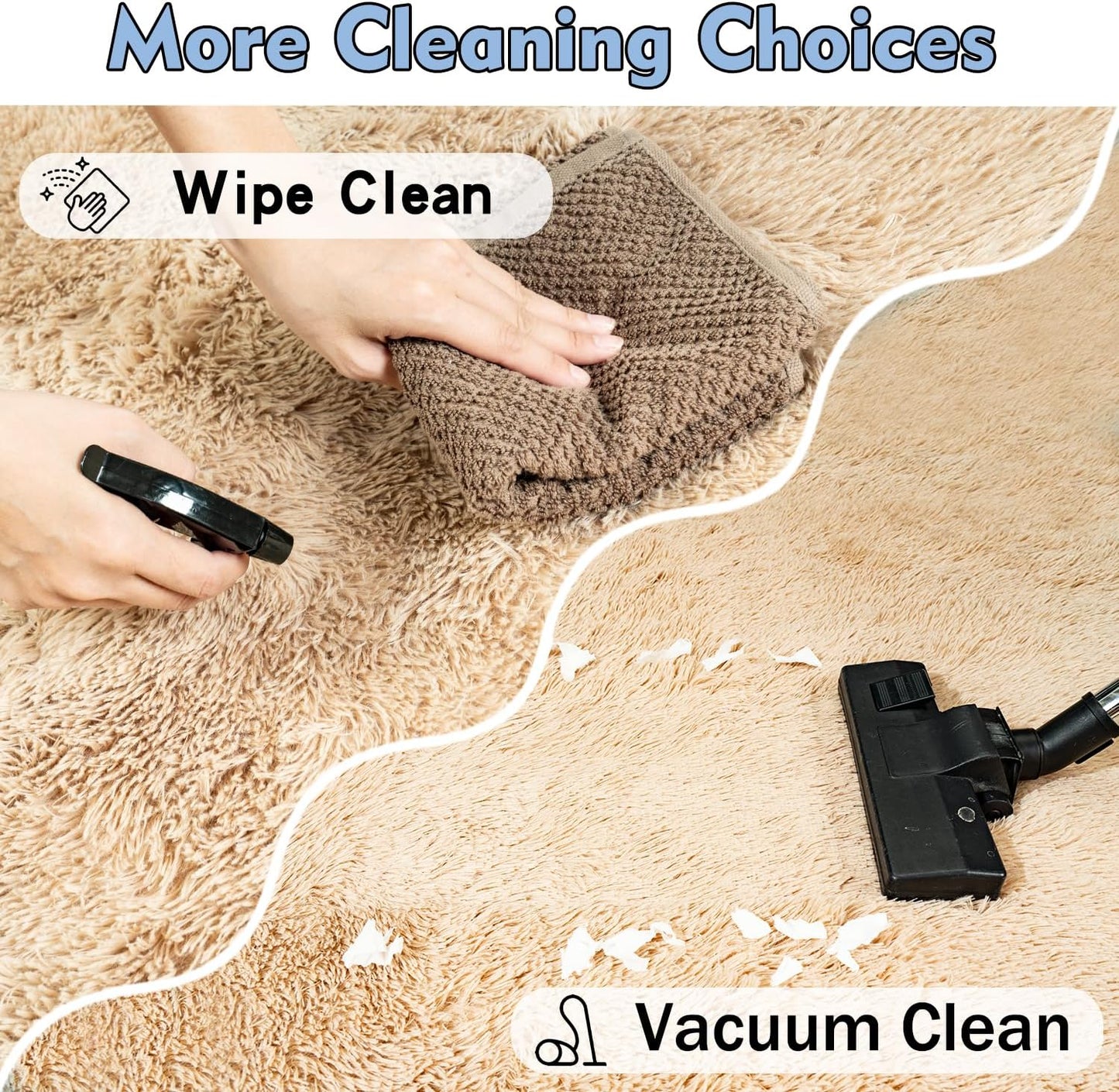 Rezutan Fluffy Rug for Living Room Bedroom, Large Comfy Modern Shaggy Fuzzy Kids Rug, Plush Indoor Nursery Classroom Home Decor Bedside with Non-Slip Bottom, Camel, 5X7 Feet