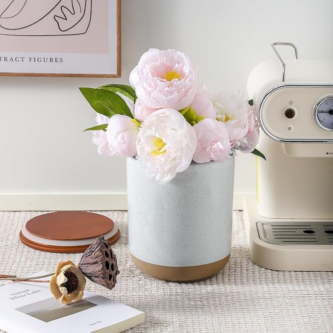 Hasense Ceramic Canister with Airtight Lid for Kitchen Counter, 80 Ounce Large Ceramic Food Storage Jar with Seal Ring for Serving Flour, Grain, Cereal, Pasta, Coffee, Sugar and Tea, Greyish White