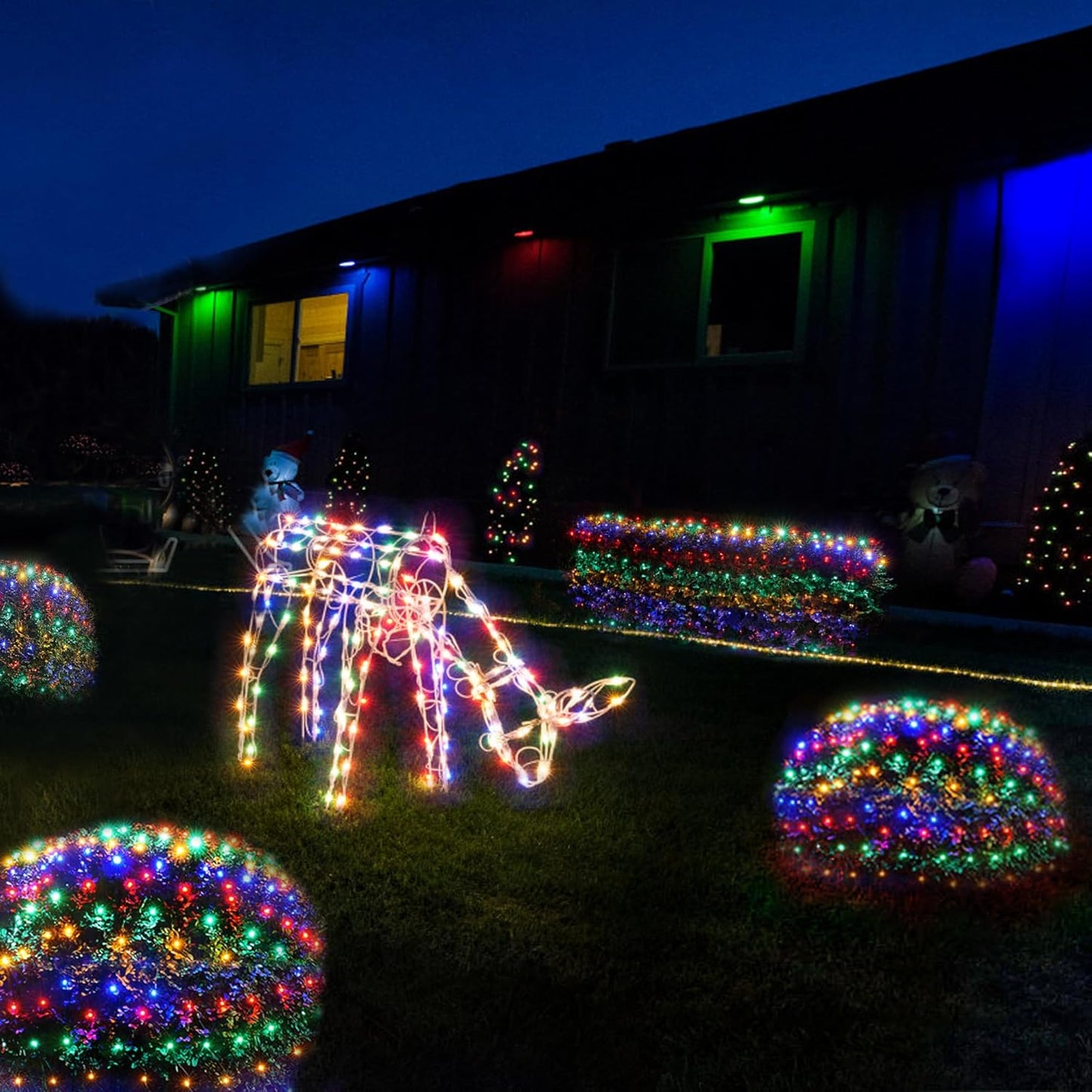 WBao Christmas Lights Outdoor, 360LED 11.5ft x 6.9ft Net Lights with 8 Modes, Timer, UL Certified, End to End Connectable, Waterproof for Lawn, Bushes, Trees Outdoor Christmas Decorations, Multicolor