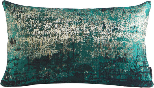 THE-TINOART Luxury Neon Moss Green Jacquard Pillow Cover 12x20 - Reversible Gold Threaded Embroidered Design, Holiday Throw Pillow Case for Couch, Sofa, Bed Décor