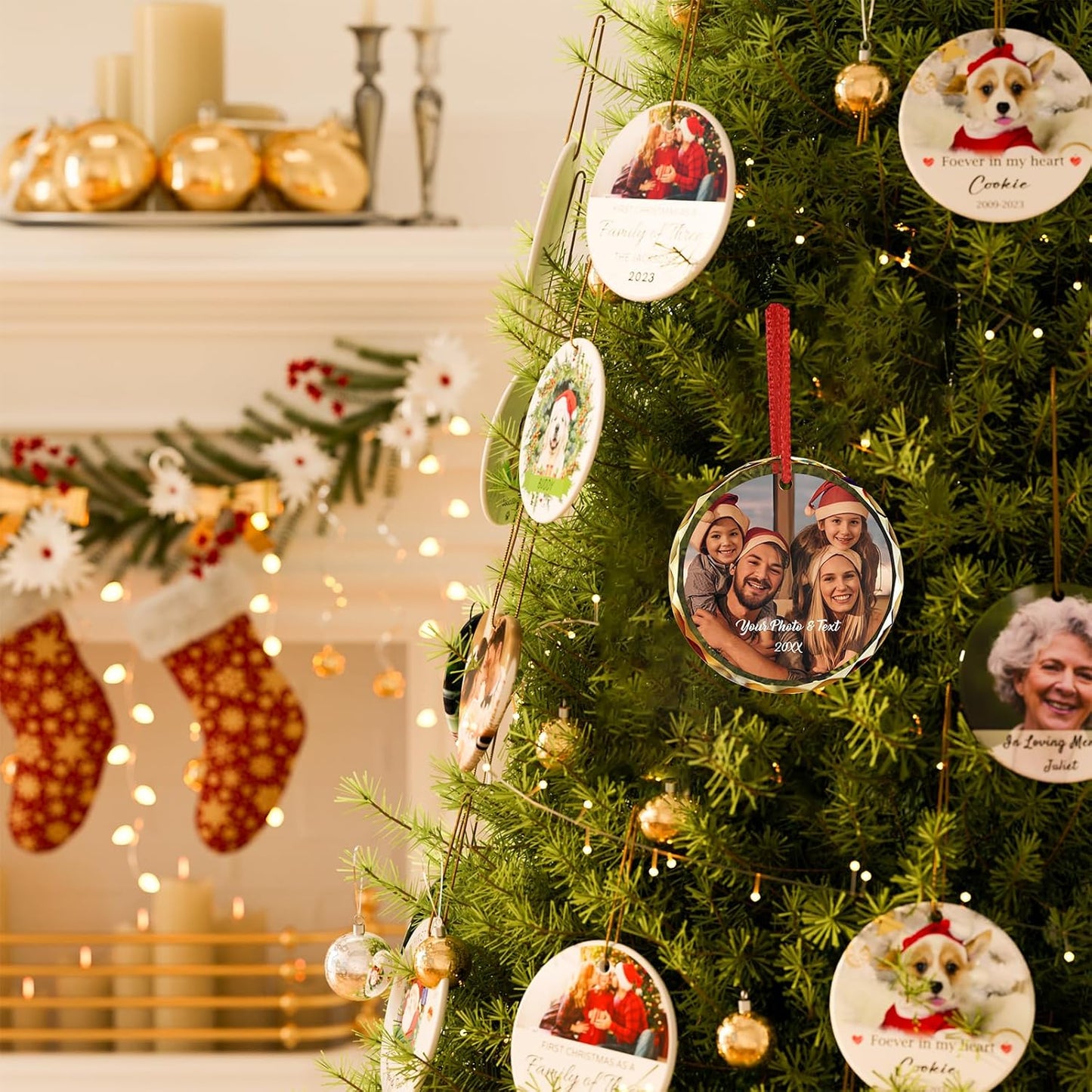 Bemaystar Personalized Crystal Christmas Ornaments with Photo,Custom Christmas Ornament,Wedding Gifts for Couples,Bridal Shower Gifts for Bride