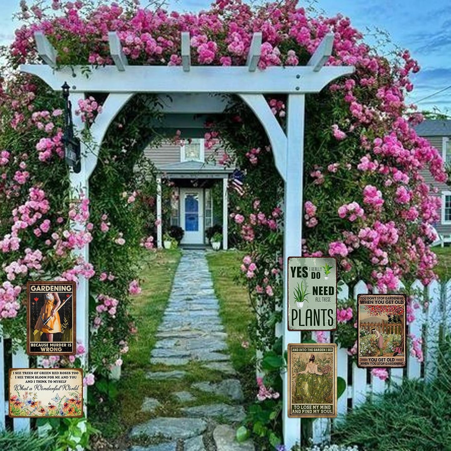 5 Pack Garden Signs Vintage Metal Tin Signs For Outside Garden Signs Decorative Outdoor Plant Lover Gifts Gardening Gift For Women Yard Sign Funny Gardening Decor 12x8 Inch