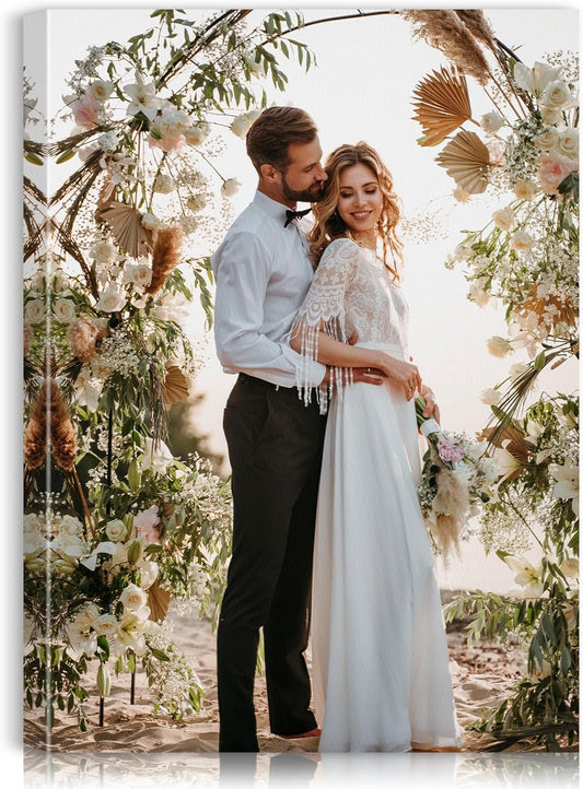 Custom Canvas Prints with Your Photos - Personalized Pictures Print, Customized Photo Gifts, Wall Art Poster Canvas Printing for Wedding, Family, Baby, Pets, Home Office Decor, Wrapped Frame 20x28