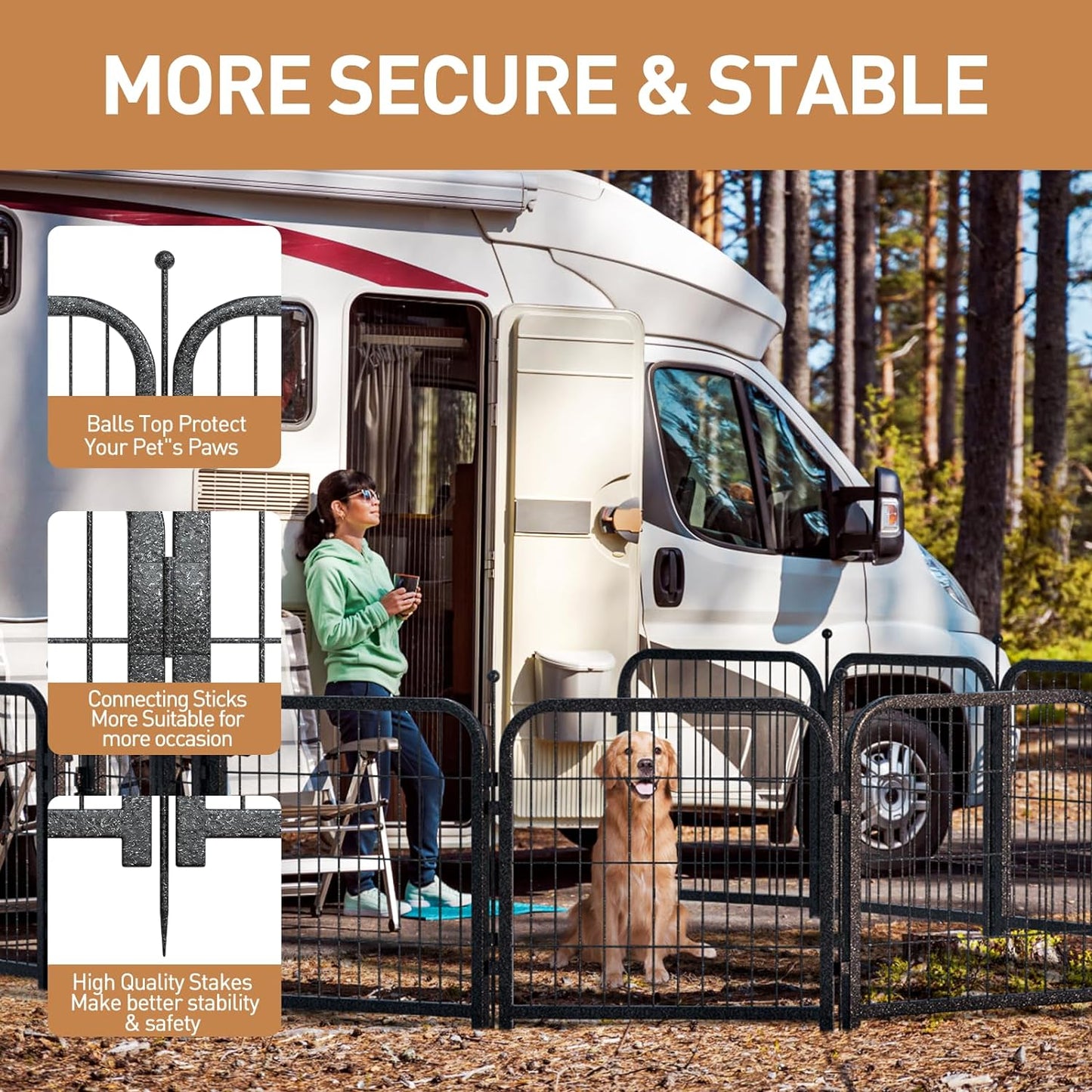 Dog Playpen 8/16 Panels 32" Height Heavy Duty Dog Fence Puppy Pen for Large Medium Small Dogs Indoor Outdoor Foldable Pet Exercise Pen