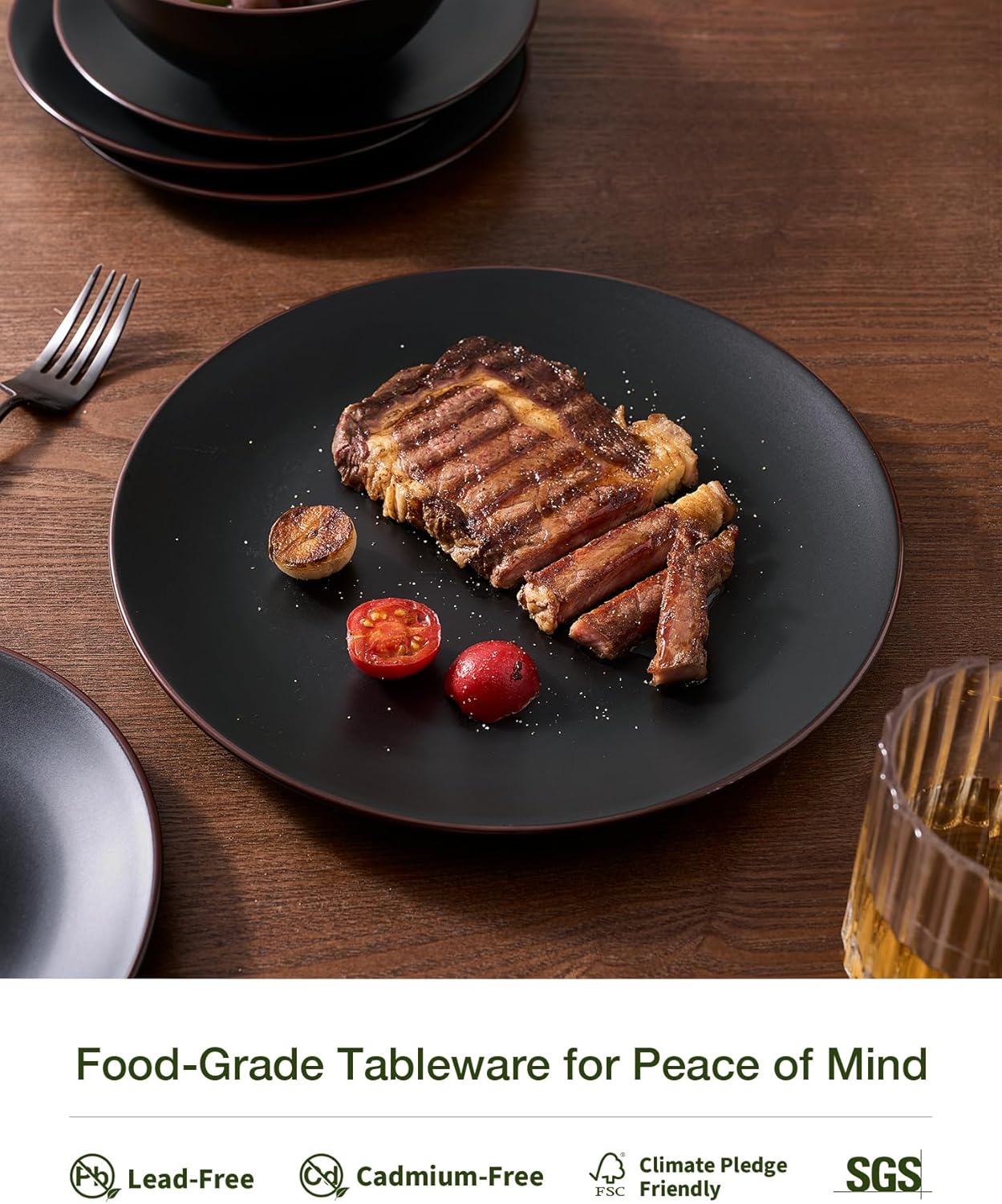 Famiware Venus Ceramic Plates and Bowls Sets, Speckled Dinnerware Dish Sets for 8 (24 Pieces) - Microwave and Dishwasher Safe, Matte Multi-color