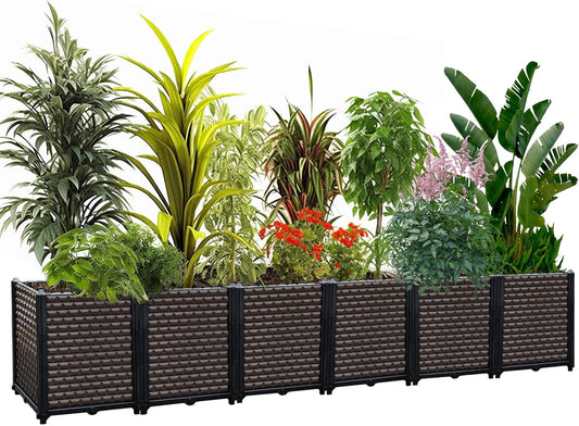 Large Planters for Outdoor Plants - Deepened 20" H, Raised Beds for Gardening Self Watering, Elevated Planter Box with Legs, Rectangular Garden Planters for Outdoor Plants Flowers, 94.4"L x 15.7"W