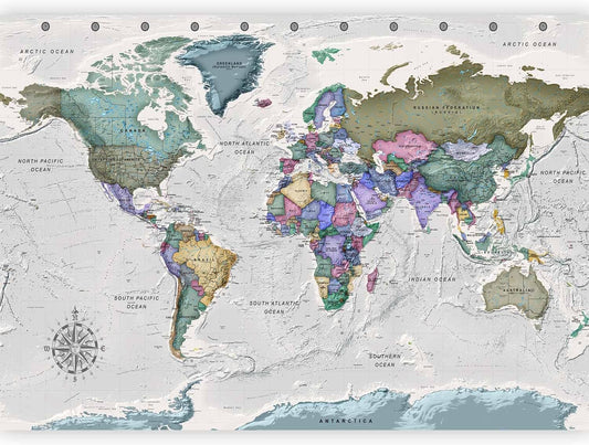 artgeist Wall Mural World Map 177x124 in - XXL Non-Woven Wallpaper Fleece Wall Decor Photo Print Picture Image Design Home Map of The World k-A-0380-a-a