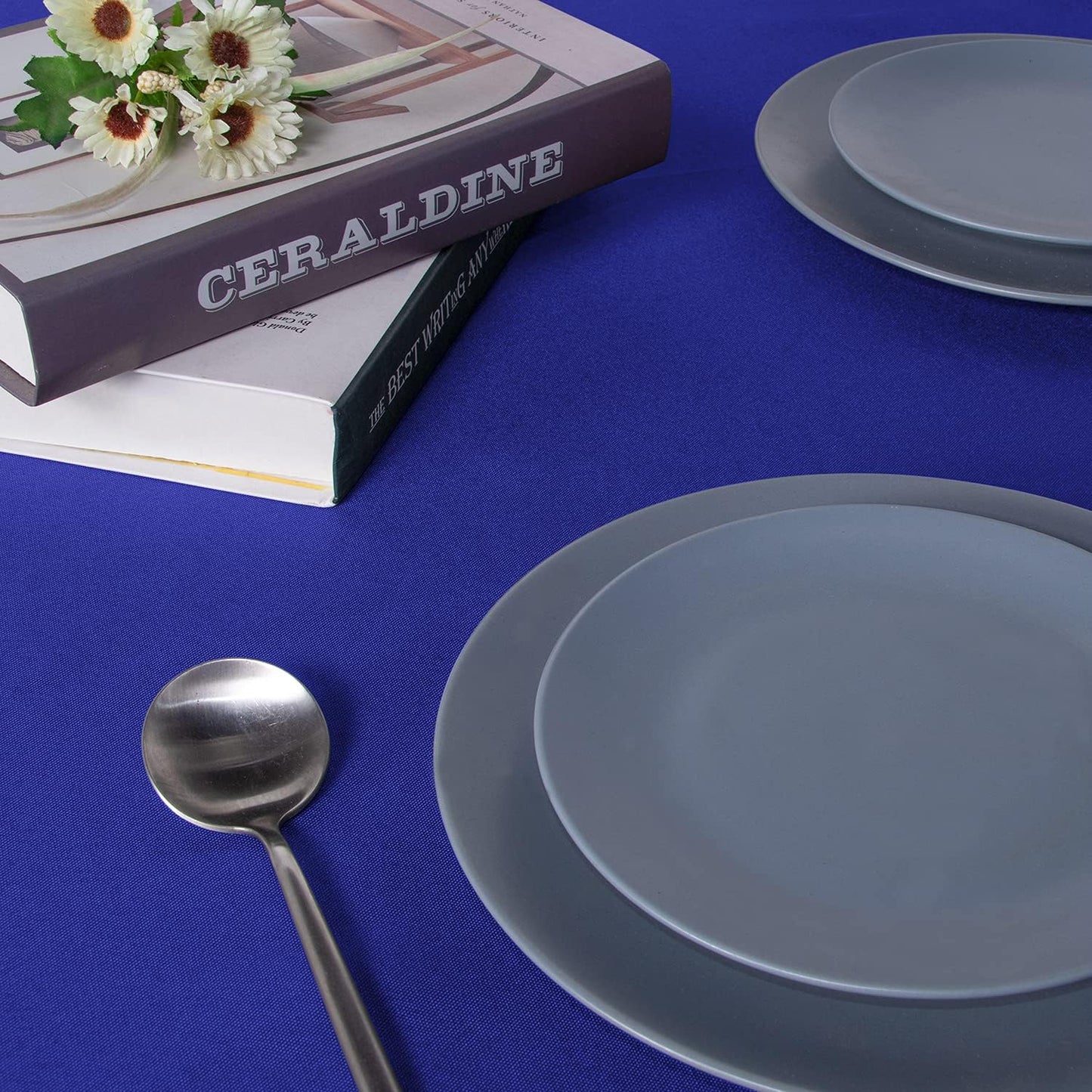 sancua Rectangle Tablecloth - 54 x 120 Inch - Stain and Wrinkle Resistant Washable Polyester Table Cloth, Decorative Fabric Table Cover for Dining Tables, Buffet Parties and Camping, Blue