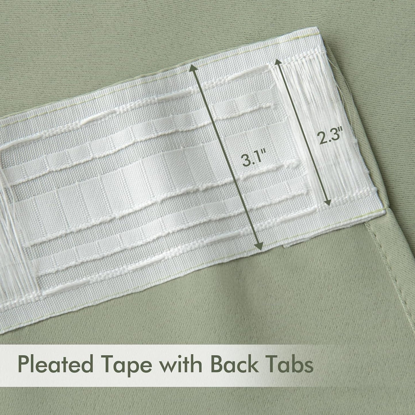 MIULEE Sage Green Back Tab Blackout Curtains 96 Inch Length 2 Panels Set for Living Room Bedroom Privacy, Rod Pocket/Pinch Pleated Thermal Insulated Room Darkening Light Blocking Drapes, W66xL96