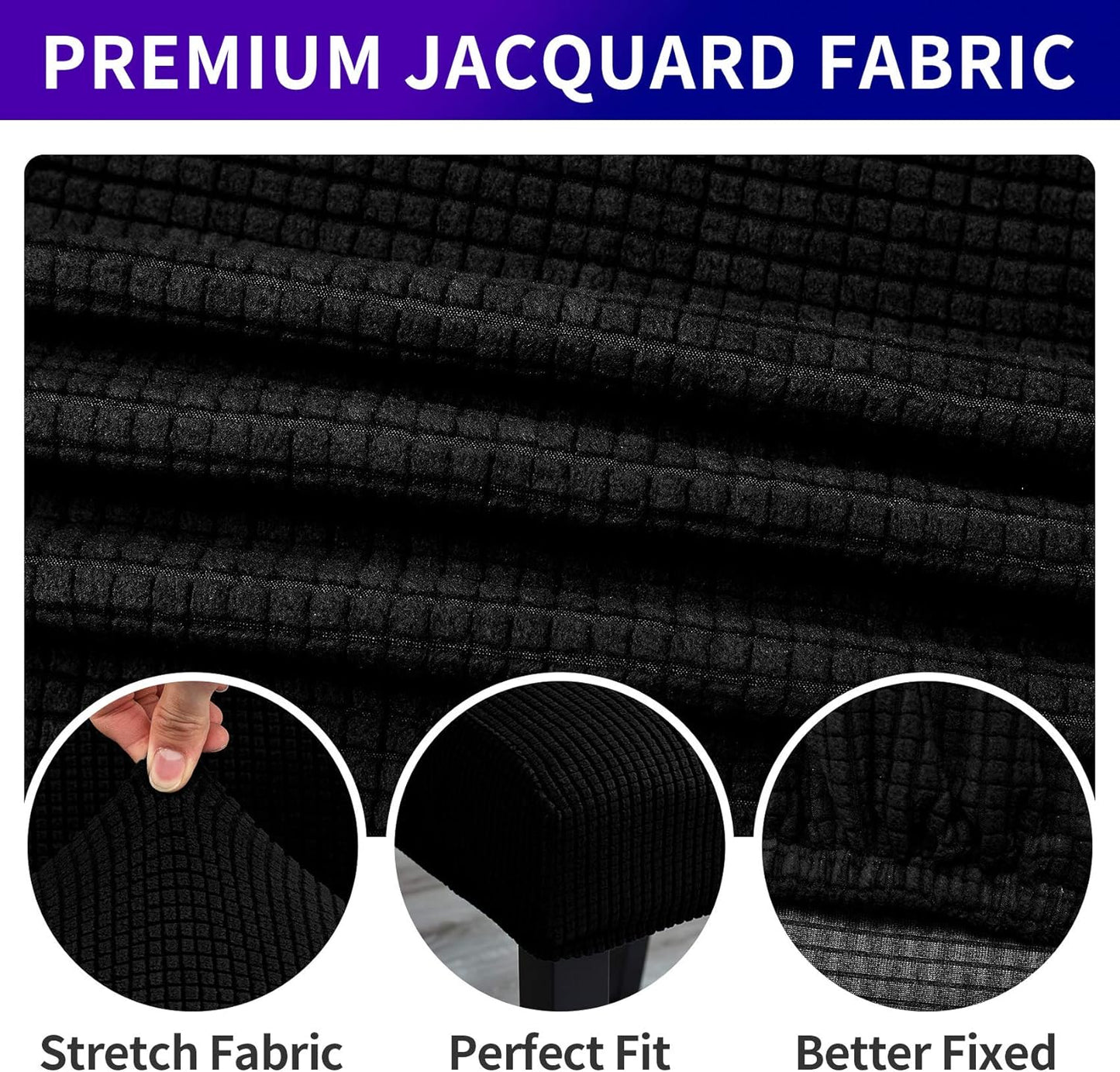 Howhic Stretch Chair Covers for Dining Room Set of 6, Removable Washable Dining Room Chair Covers, Dining Chair Slipcovers Seat Protector, Great for Home Upholstery and Banquet (Black, 6 Pack)