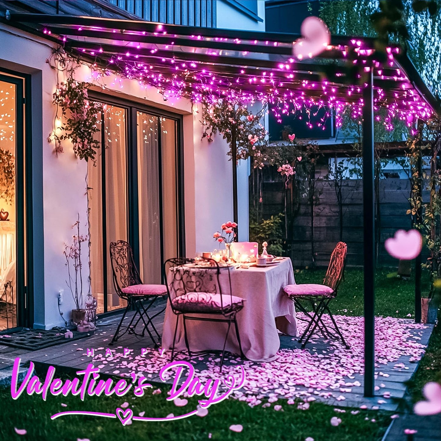 JMEXSUSS 2 Pack Solar Fairy Lights, 33ft 100 LED Pink Outdoor Waterproof, 8 Modes String Lights for Outside Garden Patio Party Decorations