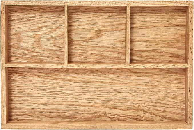pandapark Wood Organizer Tray,Black Walnut,Desk & Drawer Storage Box (Oak Master-4)