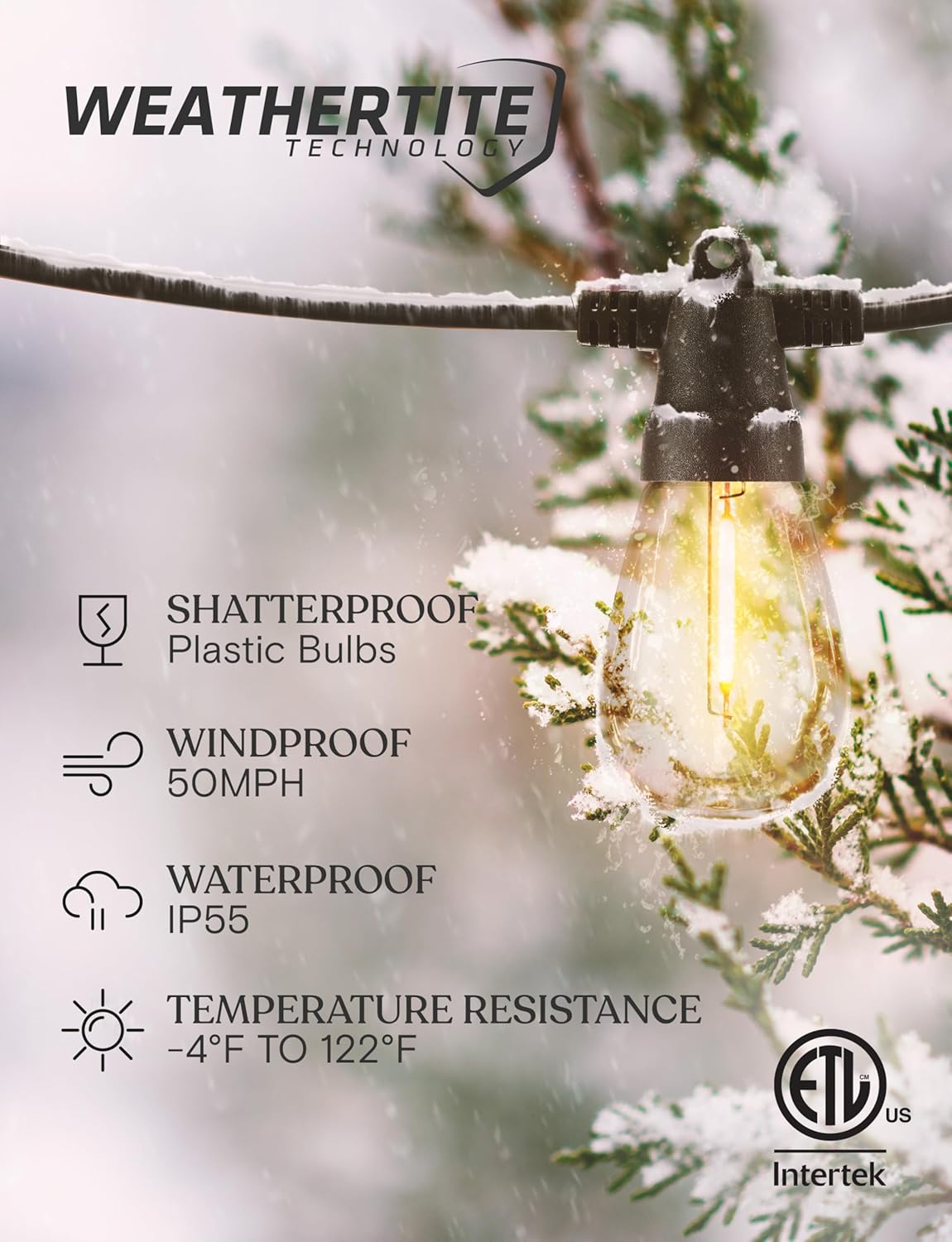 Brightech 104 (52x2) FT Ambience Pro Solar Powered Outdoor LED String Lights - Waterproof Remote Control Lights - 32 Bulbs, 7W Solar Powered Soft White Light for Camping, Patio, Garden