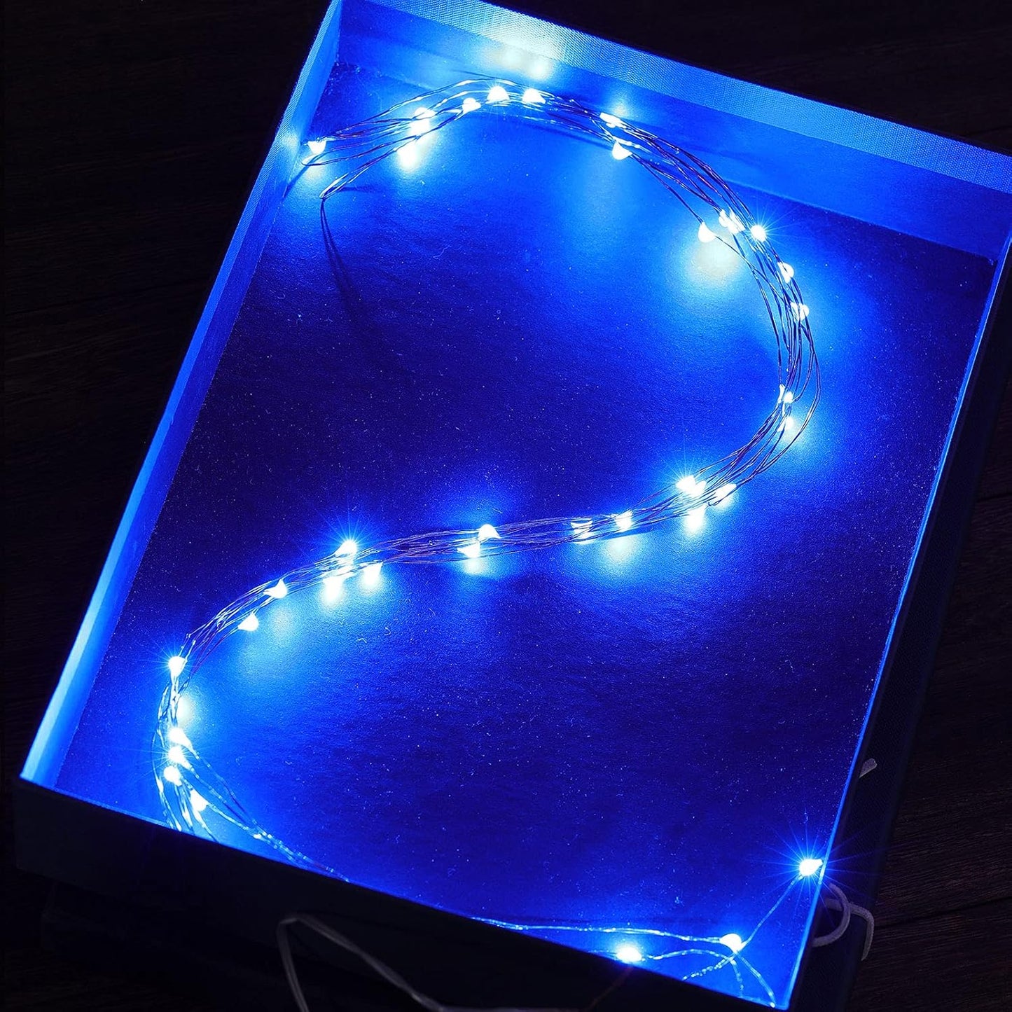 Led Fairy Lights Battery Operated, 1 Pack Mini Battery Powered Copper Wire Starry Fairy Lights for Bedroom, Christmas, Parties, Wedding, Centerpiece, Decoration (5m/16ft Blue)