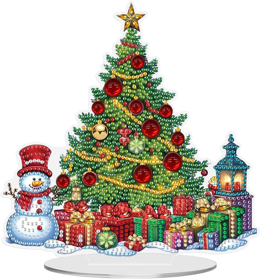 MEIYUDA Christmas Diamond Art Tabletop Kits, DIY Christmas Tree Special Shaped Crystal Desktop Diamonds Painting Ornaments for Adults, Diamond Art Desk Placement Ornaments for Home Decor