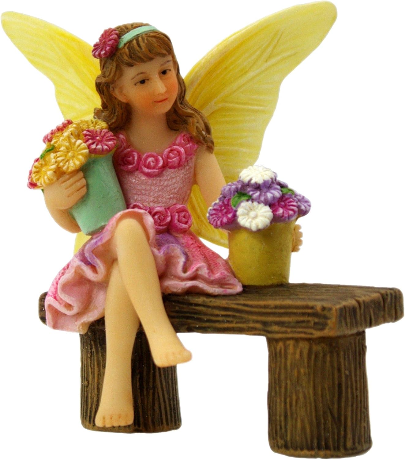 PRETMANNS Fairy Garden Fairy – Adorable Accessory for Indoor or Outdoor Miniature Garden – Small Figurine Isabella Sitting on a Bench – 1 Item